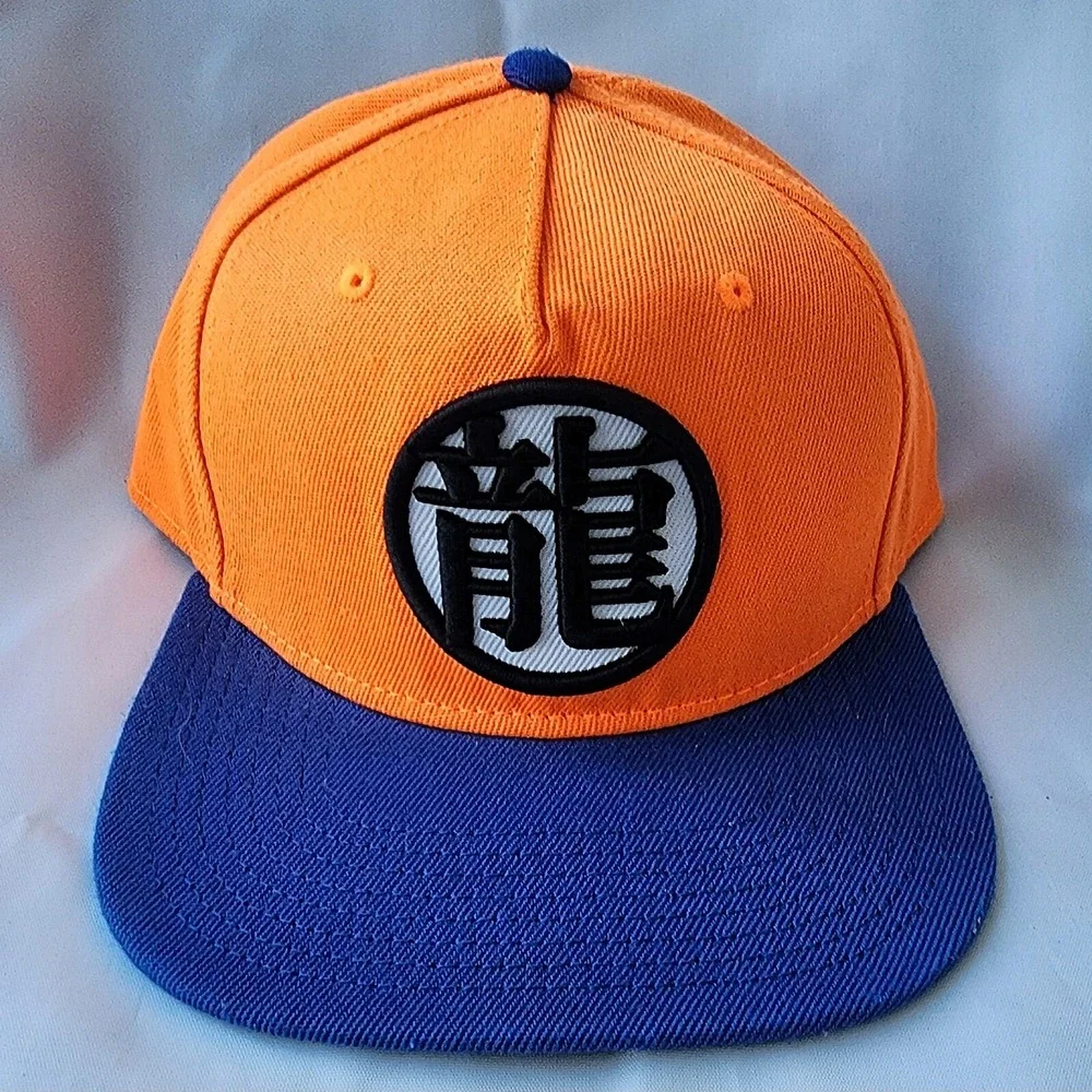 Dragon Ball Z Original DBZ Anime Snapback‎ Embroidered Kanji Orange Blue Retro